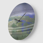 Planet Erde mit Wasseraufschlägen Große Wanduhr (Winkel)