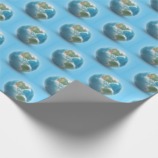 Planet Erde mit Wolken Geschenkpapier (Ecke)