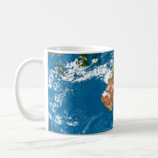 Planet Erde mit Wolken über Australien. Kaffeetasse (Links)