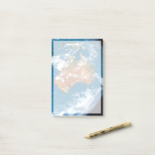 Planet Erde mit Wolken über Australien. Post-it Klebezettel (Auf Schreibtisch)