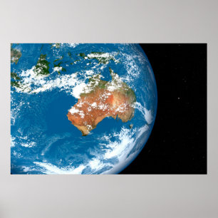 Planet Erde mit Wolken über Australien. Poster