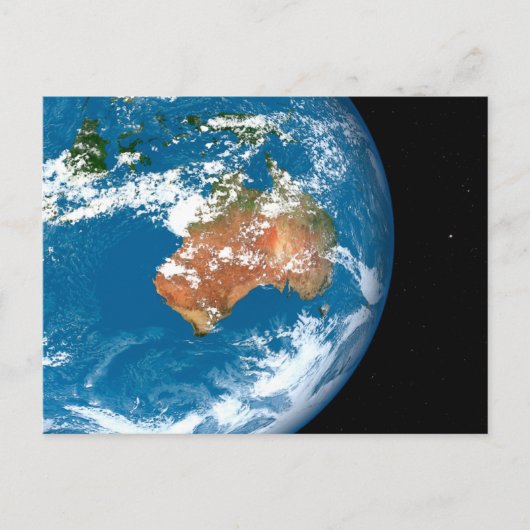 Planet Erde mit Wolken über Australien. Postkarte (Vorderseite)