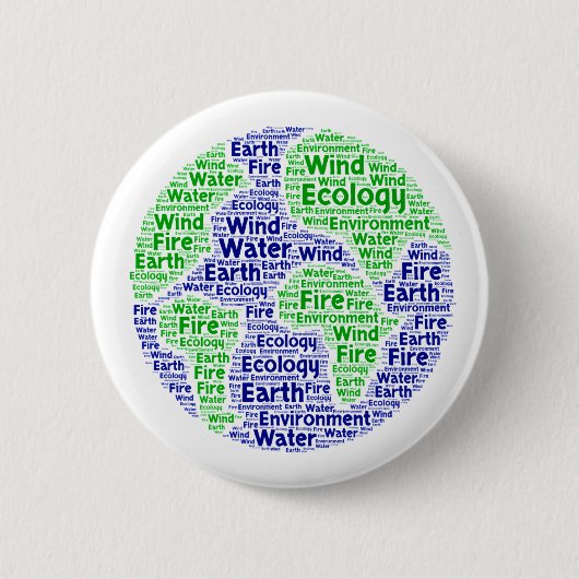 Planet Erde Ökologie Wortkunst Button (Vorderseite)