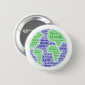 Planet Erde Ökologie Wortkunst Button (Vorne & Hinten)