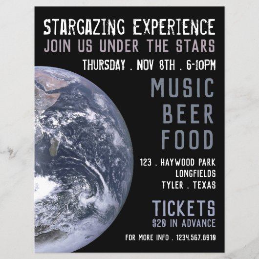 Planet Erde, Planetarium Eventwerbung Flyer (Vorne)