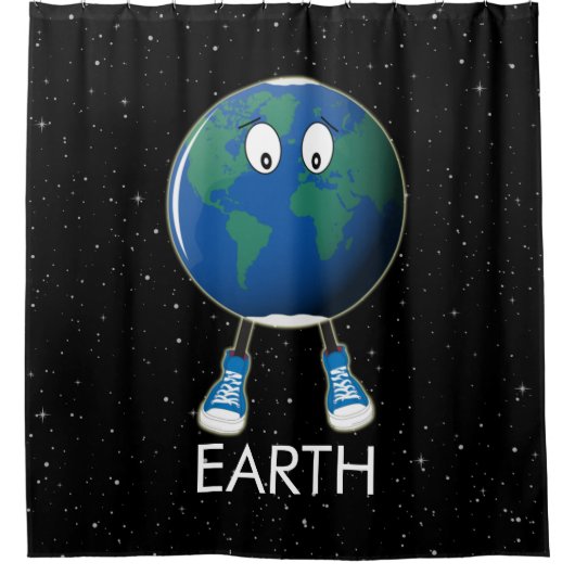 Planet Erde & Sterne Duschvorhang (Vorderseite)