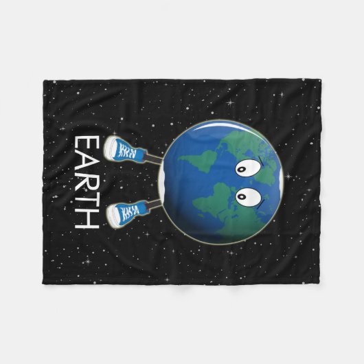 Planet Erde & Sterne Fleecedecke (Vorderseite (Horizontal))