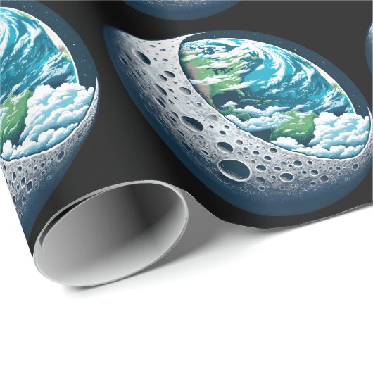 Planet Erde und ihr Mond: Himmelswunder Geschenkpapier (Rolleneckpunkt)