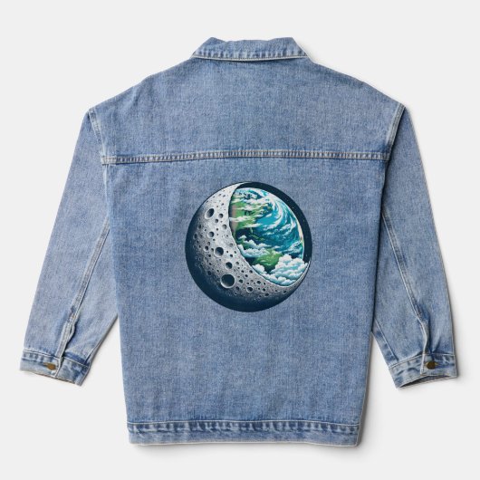 Planet Erde und ihr Mond: Himmelswunder Jeansjacke (Rückseite)