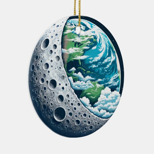 Planet Erde und ihr Mond: Himmelswunder Keramik Ornament (Rechts)