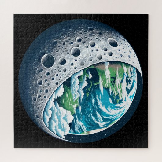 Planet Erde und ihr Mond: Himmelswunder Puzzle (Horizontal)