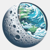 Planet Erde und ihr Mond: Himmelswunder Runder Aufkleber (Vorderseite)