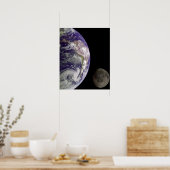 Planet Erde und Mond Poster (Küche)