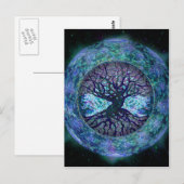 Planet-Erdenkreis, Baum des Lebens Postkarte (Vorne/Hinten)