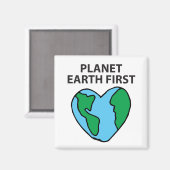 Planet Erstes umweltfreundliches Icon Happy Earth  Magnet (Vorderseite/Rückseite)