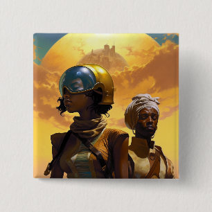 Planet Explorers Afrofuturistische Science Fiction Button