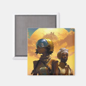 Planet Explorers Afrofuturistische Science Fiction Magnet (Vorderseite/Rückseite)