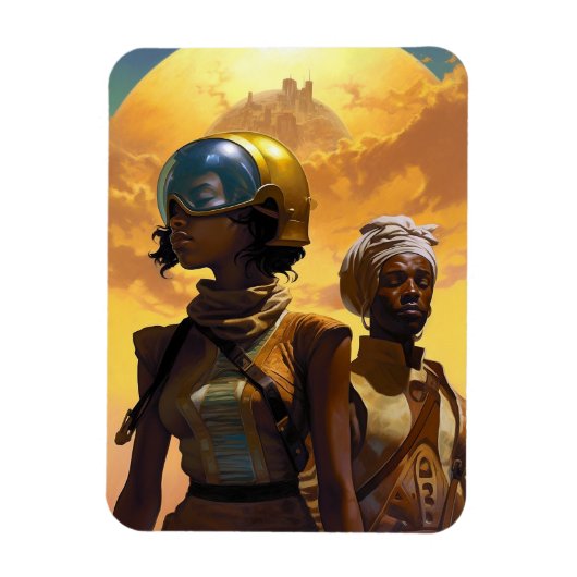 Planet Explorers Afrofuturistische Science Fiction Magnet (Vertikal)