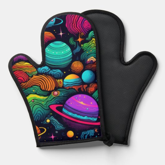Planet-Hintergrund Ofenhandschuh (Vorderseite/Rückseite)
