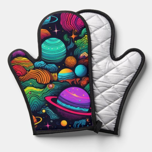 Planet-Hintergrund Ofenhandschuh (Vorderseite/Rückseite)