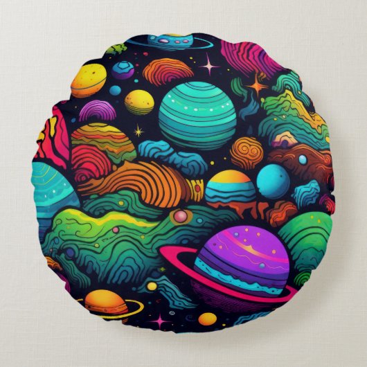 Planet-Hintergrund Rundes Kissen (Vorderseite)