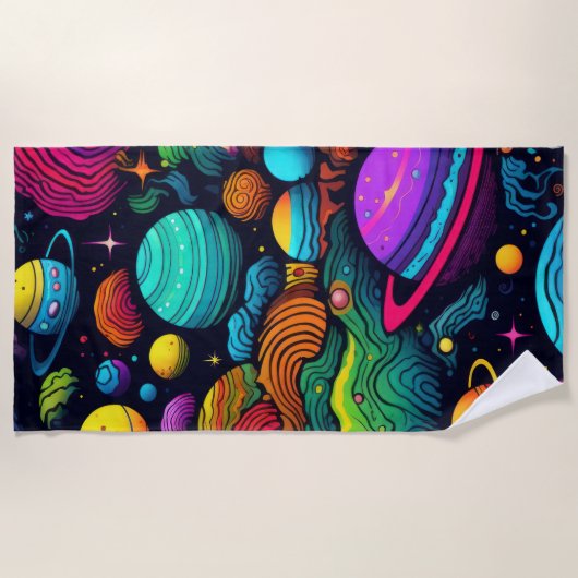 Planet-Hintergrund Strandtuch (Vorderseite)