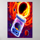 Planet in einem Glasgefäß | AI Art Poster (Vorne)