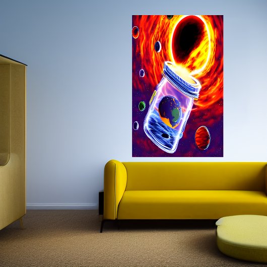 Planet in einem Glasgefäß | AI Art Poster