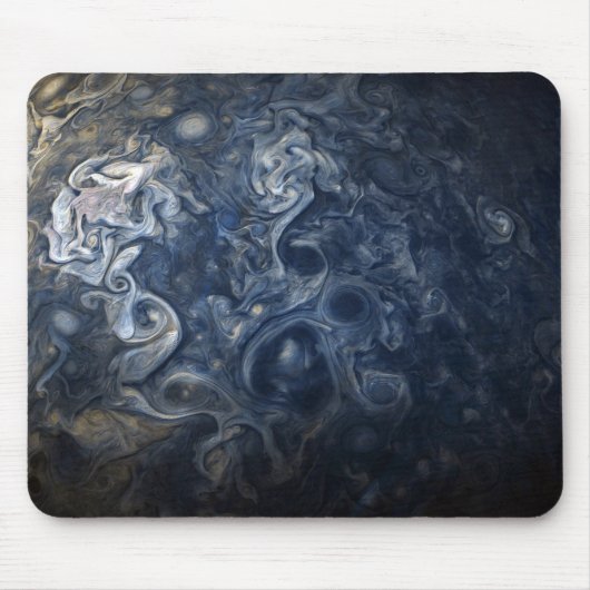 Planet Jupiter Blues Blue White Juno Cam Swirling Mousepad (Vorne)