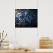 Planet Jupiter Blues Blue White Juno Cam Swirling Poster (Küche)