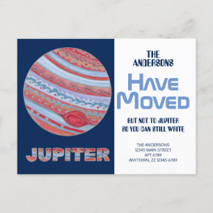 Planet Jupiter Colorful Funny Moving Neue Adresse Ankündigungspostkarte
