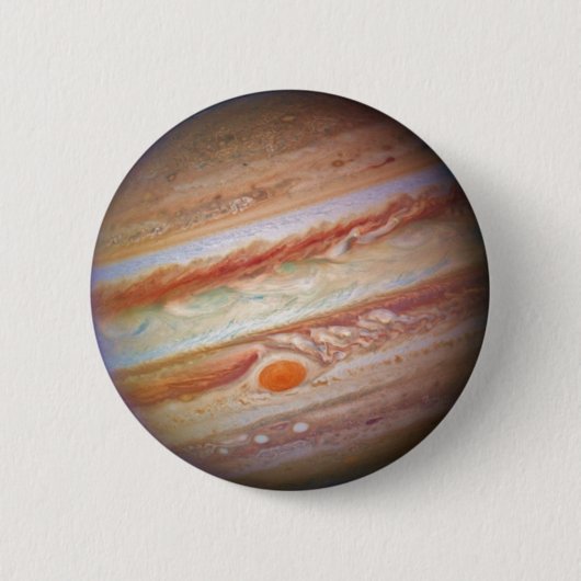 PLANET JUPITER - roter Stellenkopf auf Button (Vorderseite)