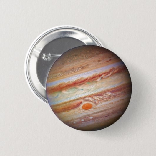 PLANET JUPITER - roter Stellenkopf auf Button (Vorne & Hinten)