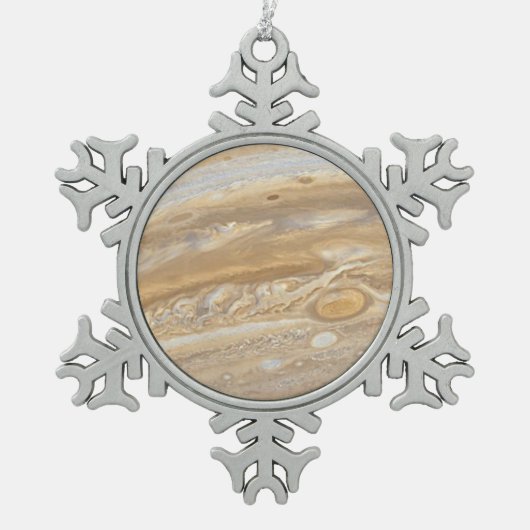 Planet Jupiter Schneeflocken Zinn-Ornament (Vorderseite)