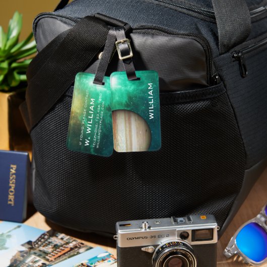 Planet Jupiter Solar System Space Green Galaxy Gepäckanhänger (Vorderseite & Rückseite)