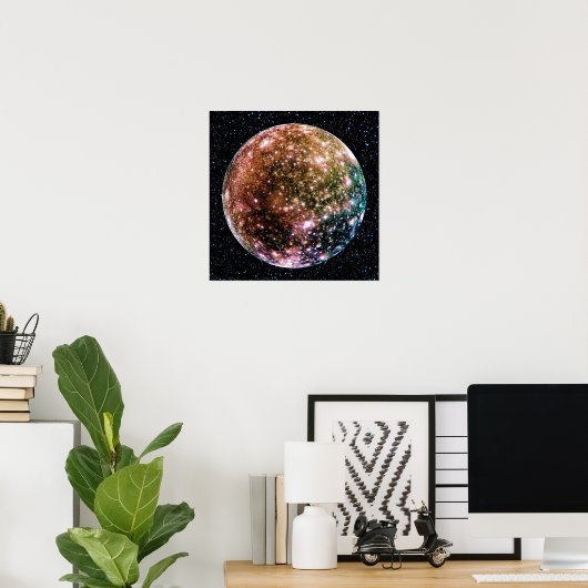 PLANET JUPITER'S MOON: CALLISTO (Star Background) Poster (Heimbüro)