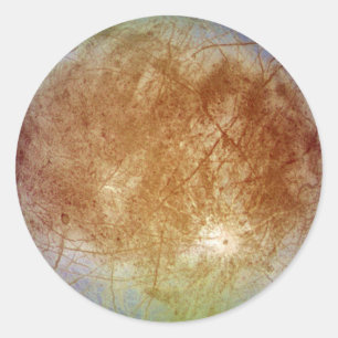 PLANET JUPITER'S MOON EUROPA (Sonnensystem) ~ Runder Aufkleber
