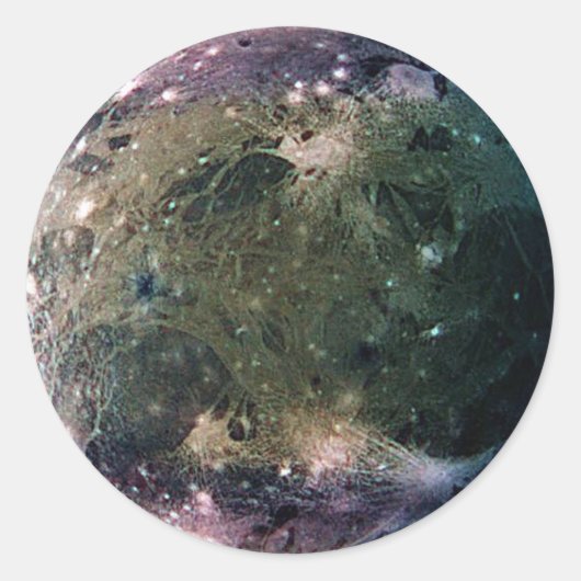 PLANET JUPITER'S MOON GANYMEDE (Sonnensystem) ~ Runder Aufkleber (Vorderseite)