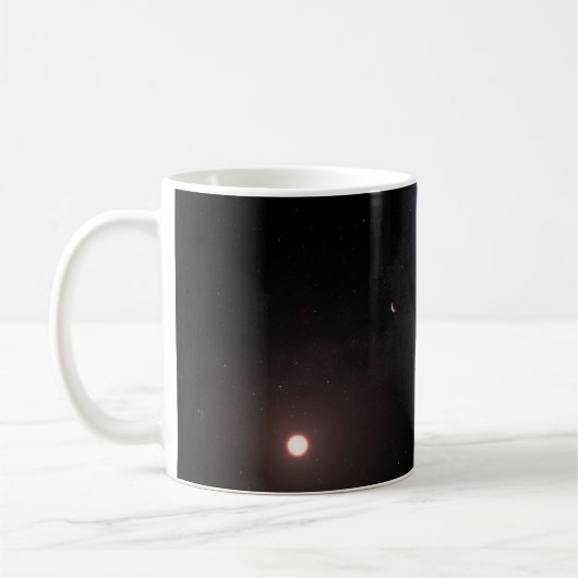 Planet K2-18b, Host Star und Begleitplanet. Kaffeetasse (Links)