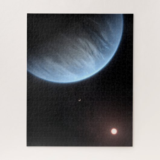 Planet K2-18b, Host Star und Begleitplanet. Puzzle (Vertikal)