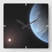 Planet K2-18b, Host Star und Begleitplanet. Quadratische Wanduhr (Vorderseite)