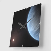 Planet K2-18b, Host Star und Begleitplanet. Quadratische Wanduhr (Winkel)