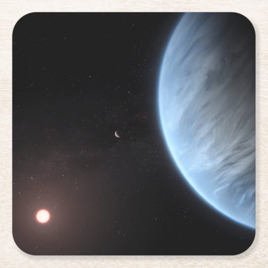 Planet K2-18b, Host Star und Begleitplanet. Rechteckiger Pappuntersetzer (Vorderseite)