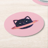 Planet Katze Runder Pappuntersetzer (Angewinkelt)