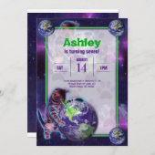 Planet Laser Cat Party Einladung (Vorne/Hinten)