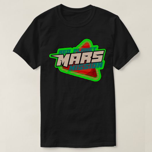 Planet Mars Abzeichen grün T-Shirt (Design vorne)