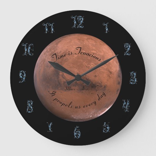 Planet Mars Astronomie Aries New Age Große Wanduhr (Vorderseite)