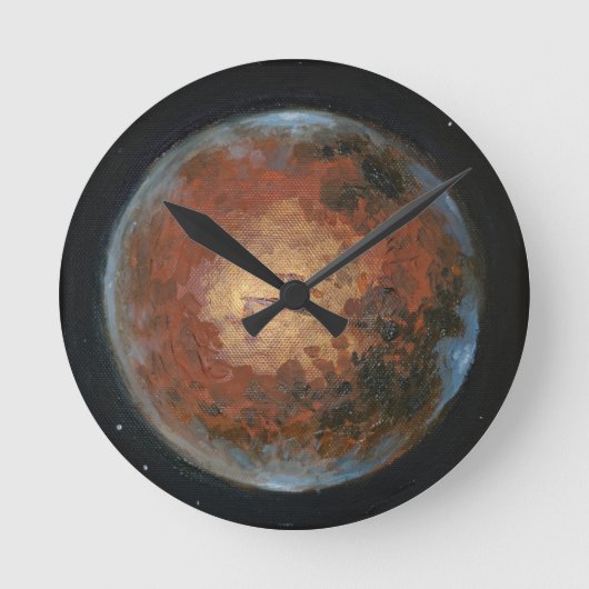 Planet-Mars Runde Wanduhr (Vorderseite)