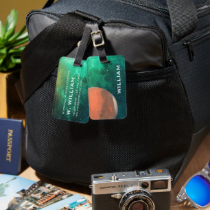 Planet Mars Solar System Space Green Galaxy Gepäckanhänger