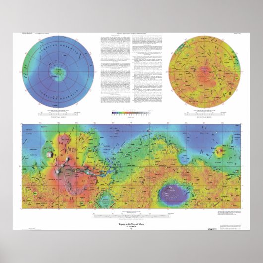 Planet Mars - Topografische Karte Poster (Vorne)